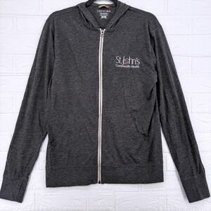 Trimark Zip Up Hoodie Mens Small Gray St. Johns Community Health Thumbholes